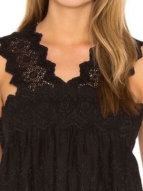 Ulla Johnson Black Birdie Lace Crochet Scalloped Sleeveless Top-Size 2